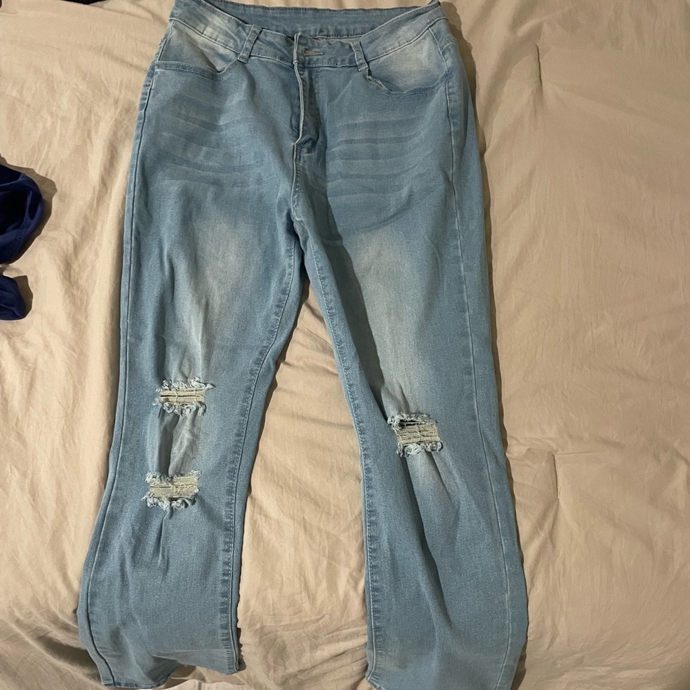 Flared ripped jeans